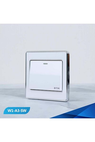 Btm Single switch, white and silver- 10 pieces