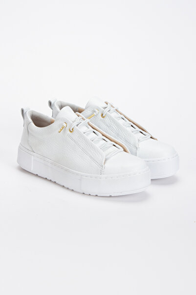 PASSAGE SHOES Genuine Leather Women's Sneakers 2075 - White