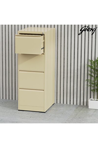 Mahmayi Godrej 4 Drawer Steel Filing Cabinet with Secure Lock Steel Beige Powder-Coated Finish