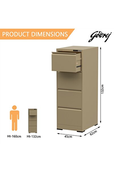 Mahmayi Godrej 4 Drawer Digital Filing Cabinet with Touch Screen Lock Steel Beige Finish