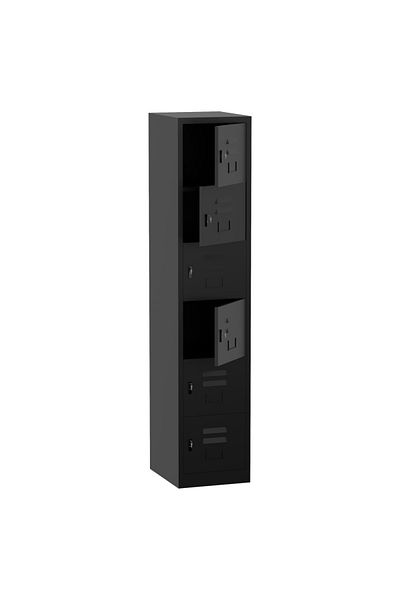Mahmayi Godrej 6 Door Steel Locker with Heavy-Duty Construction Scratch-Resistant Black Finish