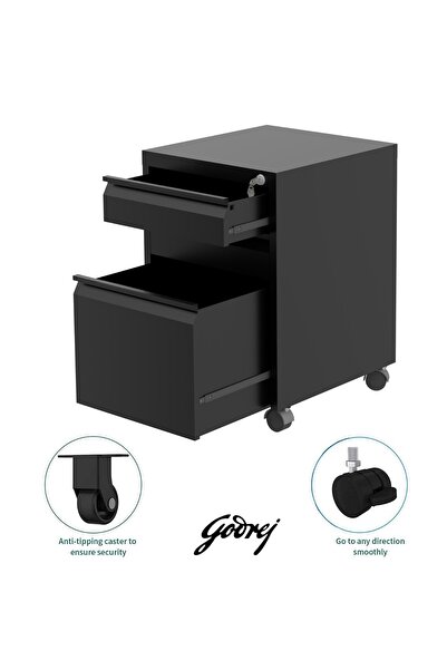 Mahmayi Godrej Mobile 3 Drawer File Cabinet with Advanced Touch Screen Lock Office Security Black