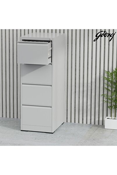 Mahmayi Godrej 4 Drawer Steel Filing Cabinet with Secure Lock Steel Grey Powder-Coated Finish