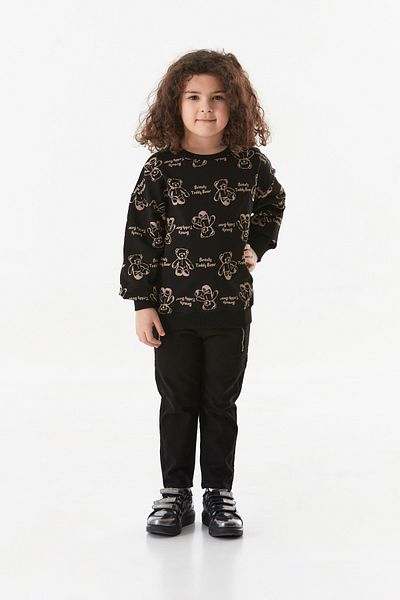 Fulla Moda Teddy Bear Printed Girl's Sweatshirt