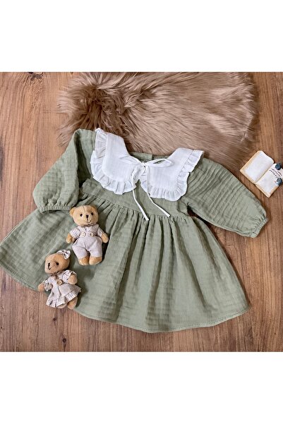 Petibör Baby Yakalı Müslin Kız Bebek Elbise