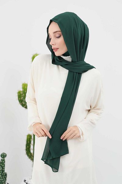 Aisha's Design شال شيفون بقلنسوة داخلية من القطن الممشط، PS-46