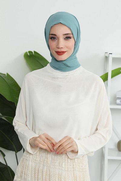 Aisha's Design شال شيفون بقلنسوة داخلية من القطن الممشط، PS-46