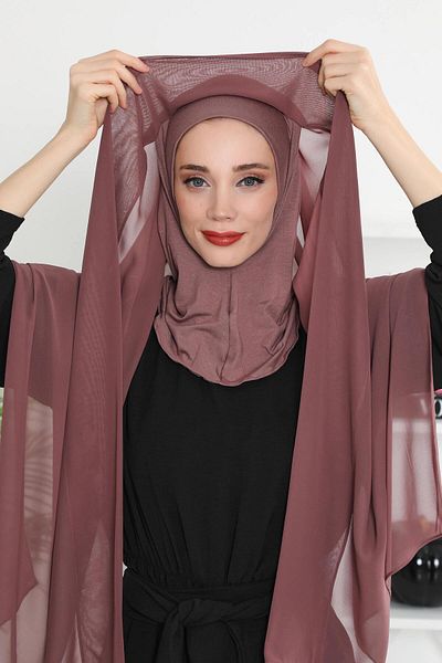 Aisha's Design شال بونيه داخلي من الشيفون الممشط - PS-46