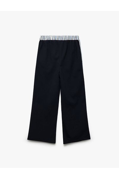 Koton Waist Lace-Up Stripe Detailed Wide Leg Trousers