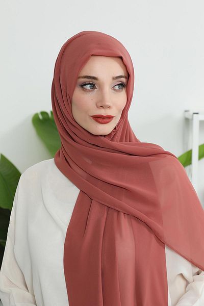 Aisha's Design شال شيفون بقلنسوة داخلية من القطن الممشط، PS-46