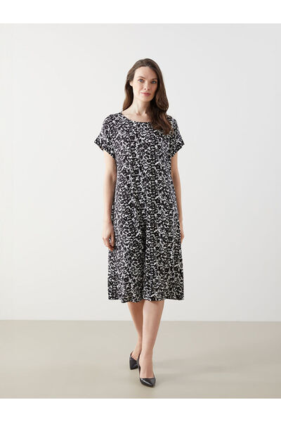 LC Waikiki New Season Plus Size Crew Neck Floral Dress - S5Lt96Z8