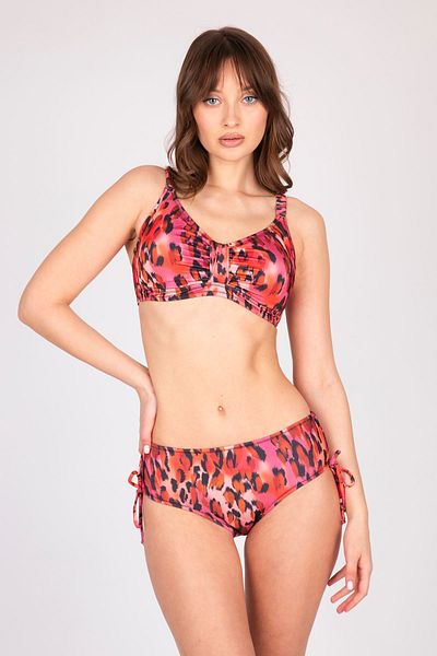 Burcumay Women's Leopard Patterned Gathering Bikini Set