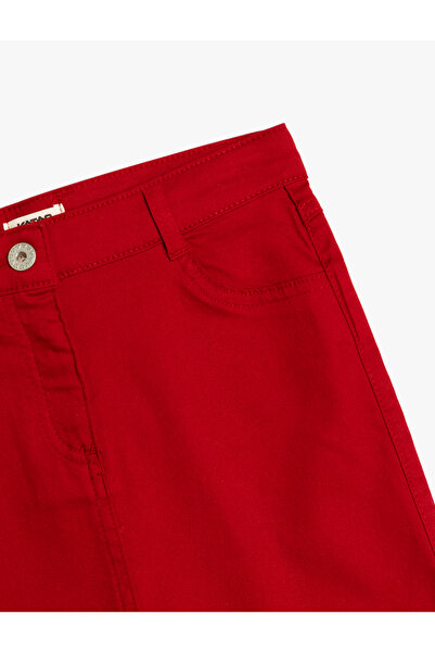 Koton Basic Skirt with Button and Zipper Detail Pockets