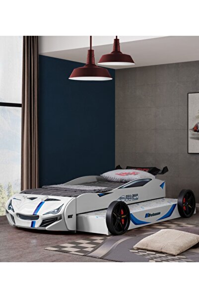 Setay Arabalı Yatak, Merso Yavrulu Rüzgarlıklı Araba Yatak - Beyaz