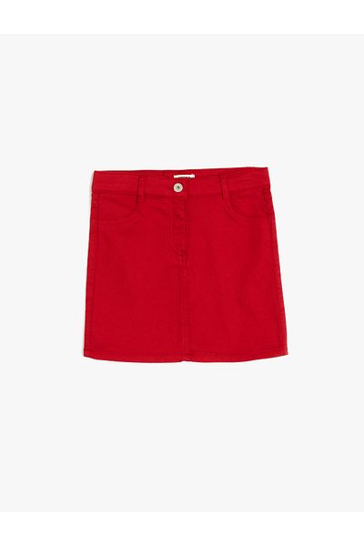 Koton Basic Skirt with Button and Zipper Detail Pockets