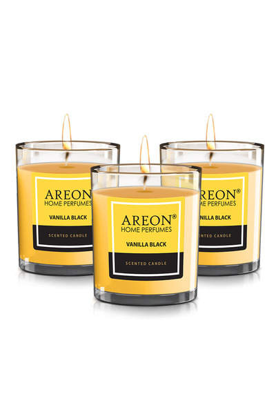 Areon Pack of 3 Areon Scented Candle Vanilla Black
