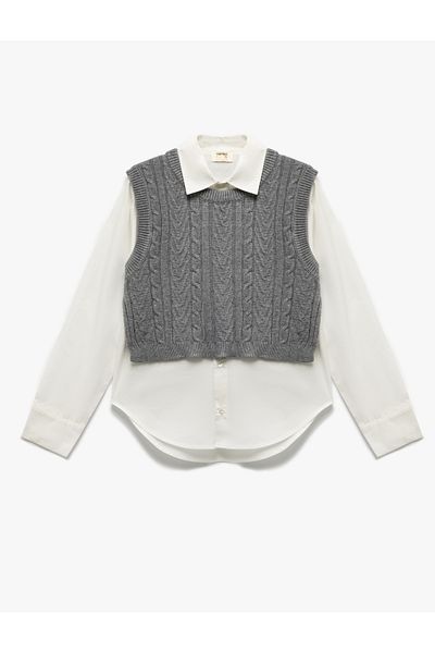 Koton Knitwear Sweater Detailed Cotton Long Sleeve Shirt