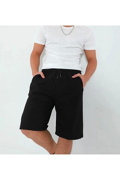 yg ydn giyim Black Comfortable Cut Elastic Waist Summer Soft Fabric Pocket Shorts