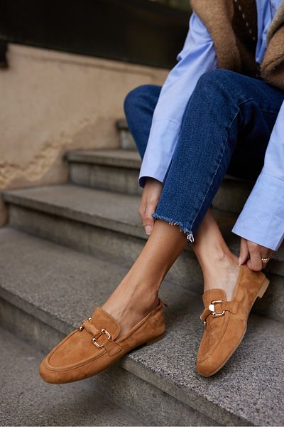 ANGELİNA JONES PİCCOLİ ΓΥΝΑΙΚΕΙΑ ΠΑΠΟΥΤΣΙΑ TABA REAL SUET BUCKLE LOAFER