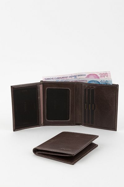 Fossil Boxed Genuine Leather Gray Crazy Vertical Small Size Men's Hand Portfolio Wallet