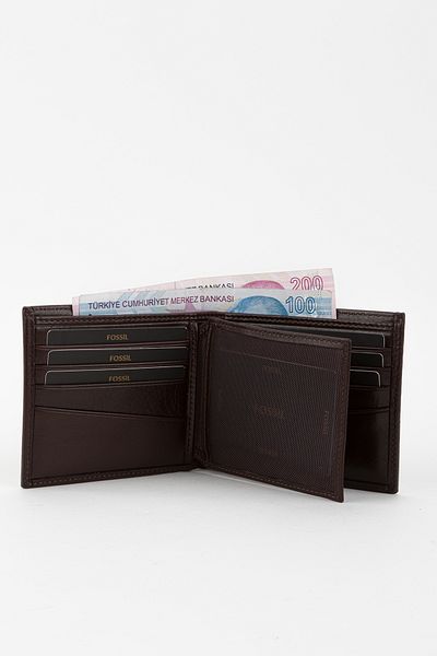 Fossil Boxed Genuine Leather Brown Horizontal Men's Hand Portfolio Wallet