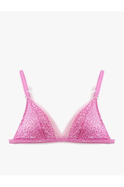 Koton Tulle Detailed Leopard Patterned Bralet Bra