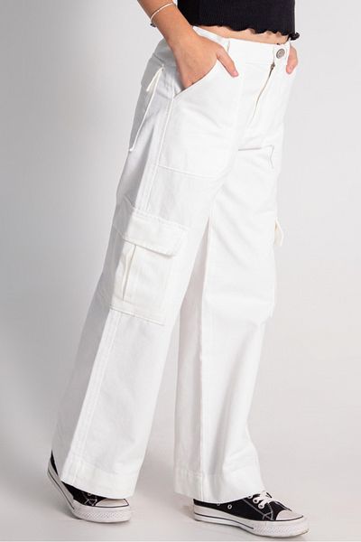 DMB BOYS & GIRLS Çaren Kids- Girl's Cotton Wide Leg Cargo Pocket Trousers