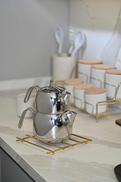 Edora Home Πυράντοχο Nihale - Με χρυσή επίπεδη ράβδο, μποτάκι πάγκου, μεταλλικό ανοξείδωτο