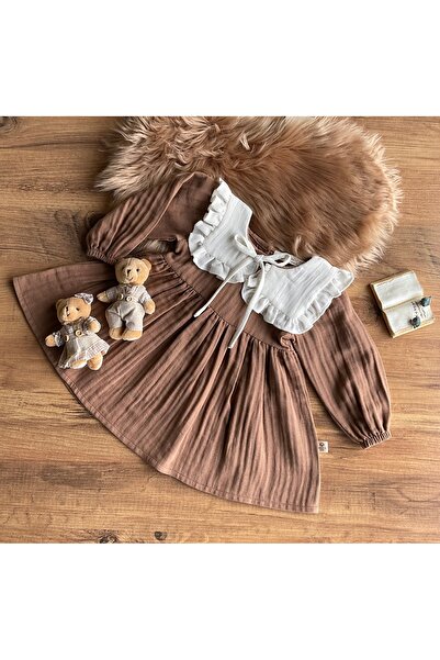 Petibör Baby Yakalı Müslin Kız Bebek Elbise