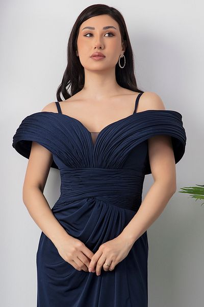 PULLIMM Rochie de seara cu bust plisat cu detaliu cu fanta - ECR5474