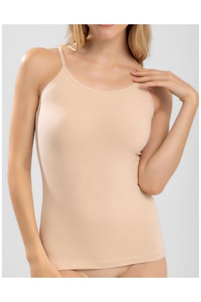 Berrak 4-Piece Skin Color Single Jersey Bias Cotton and Lycra Thread Strap Women's Undershirt