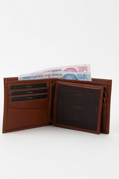Fossil Boxed Genuine Leather Tan Horizontal Men's Hand Portfolio Wallet