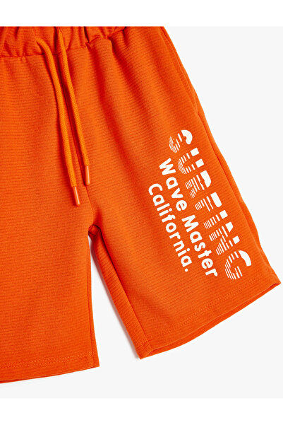Koton Slogan Baskılı Şort Beli Bağlamalı Cep Detaylı