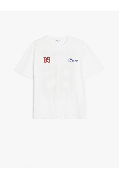 Koton Back Printed Short Sleeve Crew Neck Oversize T-Shirt