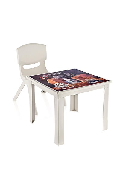 Fiore 2'Li Set Çocuk Masa Sandalye Takımı Latte Space 1-3 Yaş