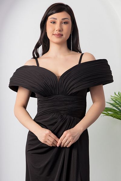 PULLIMM Rochie de seara cu bust plisat cu detaliu cu fanta - ECR5474