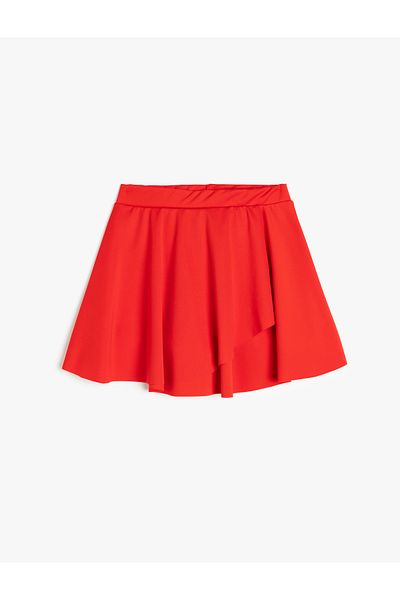 Koton Pleated Double Breasted Mini Shorts Skirt with Elastic Waist