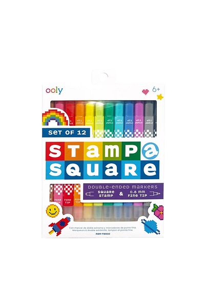 Ooly Stamp-A-Square Double Ended 12-Pack Felt Tip Pens