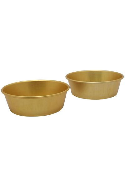 mastergold Aluminum Cream Mold 2 Pcs Gold 10.5cm Cream Carame Oven Safe for Pudding Creme Brulee Custard Cups