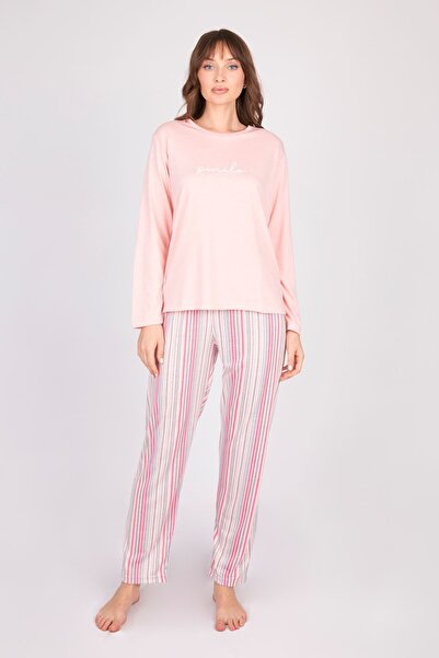 Burcumay Γυναικείο σετ ροζ πιτζάμες με μακρυμάνικο απαλό υφή