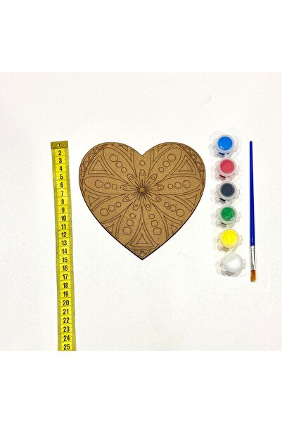 MT Ahşap Boyama Kalp Mandala Sevgi Haftası Sevgililer Günü Çocuklar İçin Eğitici Boyama Seti