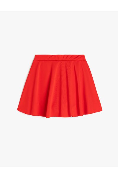 Koton Pleated Double Breasted Mini Shorts Skirt with Elastic Waist
