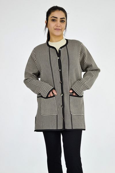 Tuğra Goose Feet Patterned Buttoned Jacket