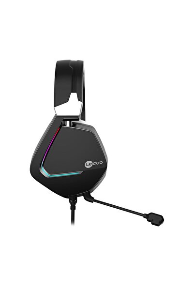 Lecoo Ht402 Usb 3.5mm Jack Kablolu Rgb Çıkartılabilir Mikrofonlu Kulak Üstü Gaming Kulaklık Siyah
