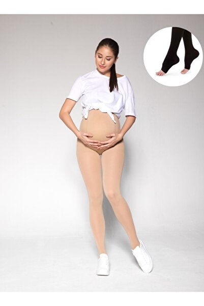 Varicease 8150 Pamuklu Hafif Basınç Hamile Külotlu Burnu Açık Çorap