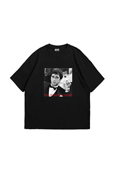 Bak Moda Svet je tvoj - štampana velika unisex crna majica