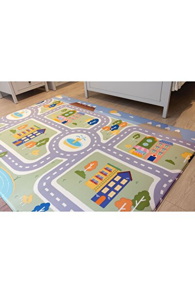 OGGİA Car Ride Premium Bebek Oyun Matı 140x200cm | 15 Mm, Darbe Emici, Isı Yalıtımlı, Çift Yönlü