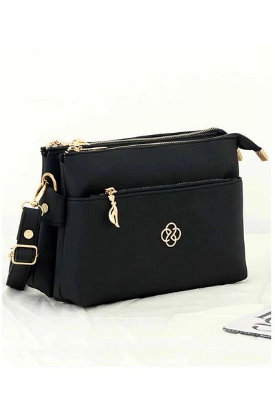 MAC&MOS Women's Black 3-Compartment Shoulder Bag