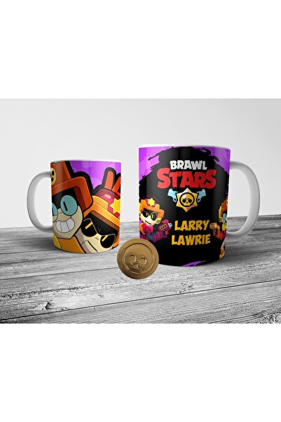 Pixxa Brawl Stars Larry Lawrie Kupa Bardak Model 2 Ve Altın Coin Figür Seti