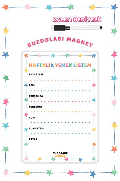 The Grade Summer-Sil Magnet Note Holder - 21X15 Weekly Food List, Fridge